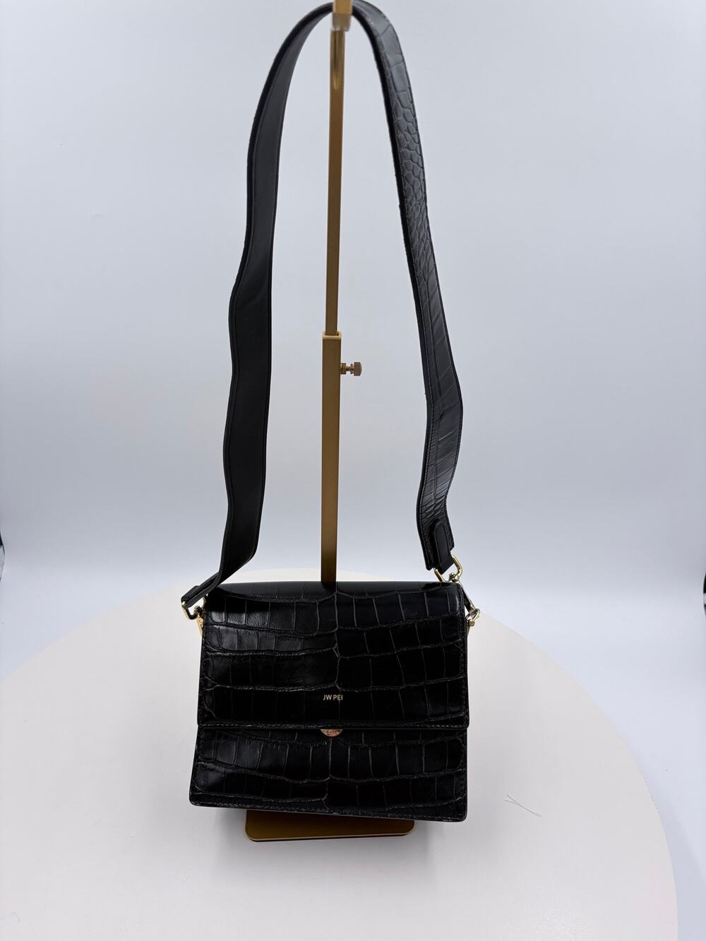 JW Pei Black alligator print crossbody purse